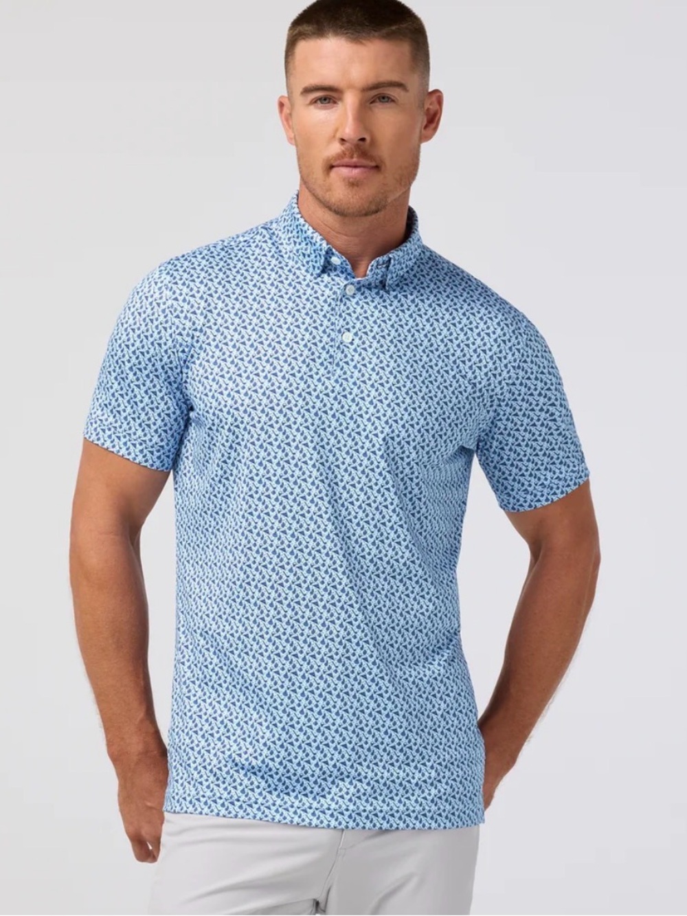 Mizzen+Main Versa Clastic Fit Performance Golf Polo Cloud Blue Scenic Drive L